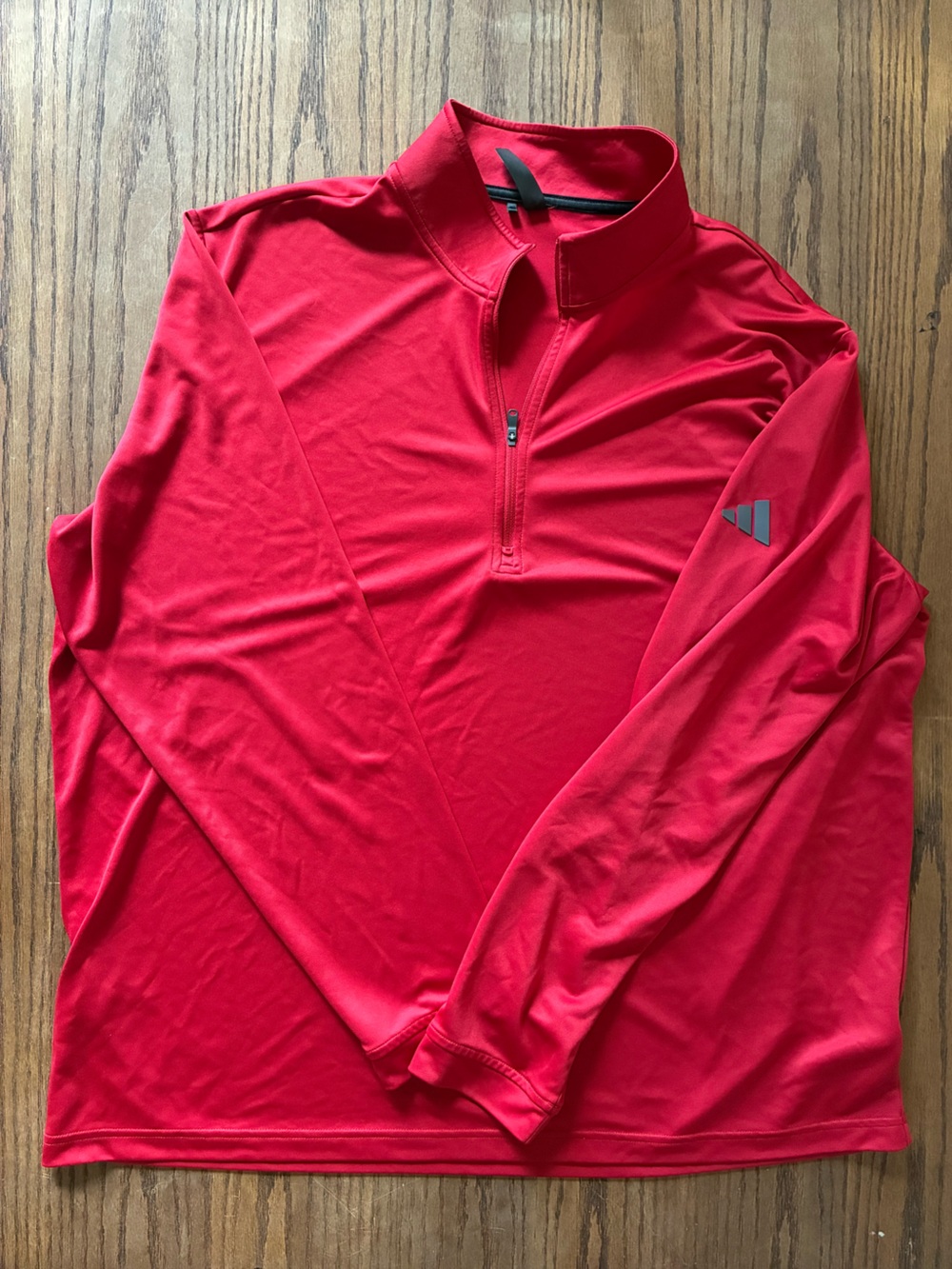 Adidas Red Long-Sleeve Performance Quarter Zip Pullover; Lightweight